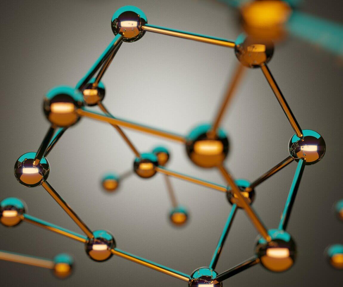 3D illustration. atom connection concept. Abstrack background. Science